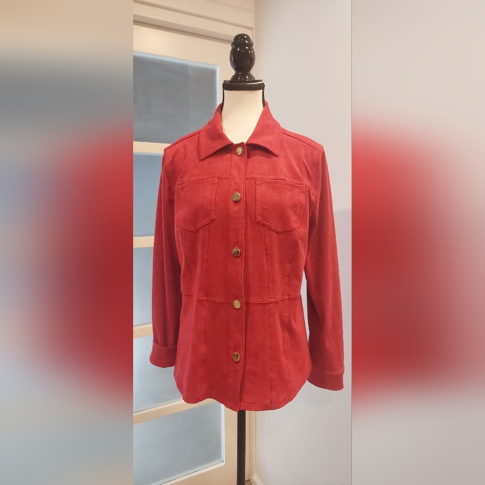 Chico's Bold Red Denim Jacket